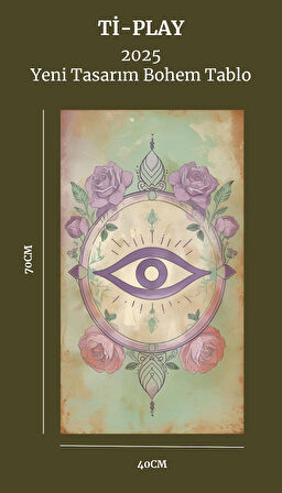 BOHEM TABLO ÜÇÜNCÜ GÖZ, MANEVİ, PASTEL RENKLER, VİNTAGE BOHEM DUVAR SANATI ÇERÇEVESİZ TABLO