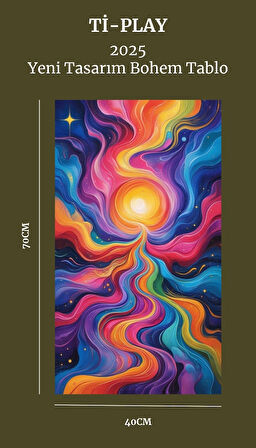 BOHEM TABLO AURA SPİRİTÜEL, CANLI RENKLER, SOYUT BOHEM DUVAR SANATI ÇERÇEVESİZ TABLO