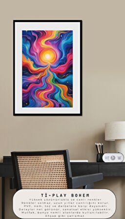 BOHEM TABLO AURA SPİRİTÜEL, CANLI RENKLER, SOYUT BOHEM DUVAR SANATI ÇERÇEVESİZ TABLO