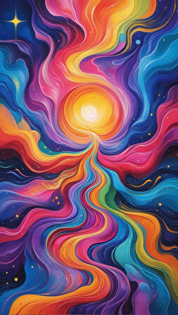 BOHEM TABLO AURA SPİRİTÜEL, CANLI RENKLER, SOYUT BOHEM DUVAR SANATI ÇERÇEVESİZ TABLO