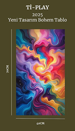 BOHEM TABLO AURA SPİRİTÜEL, CANLI RENKLER, SOYUT BOHEM DUVAR SANATI ÇERÇEVESİZ TABLO