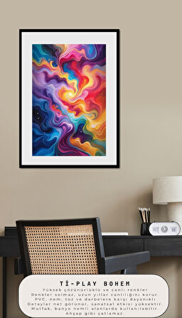 BOHEM TABLO AURA SPİRİTÜEL, CANLI RENKLER, SOYUT BOHEM DUVAR SANATI ÇERÇEVESİZ TABLO