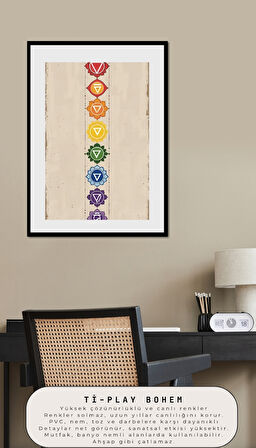 BOHEM TABLO ÇAKRA, MANEVİ, CANLI RENKLER BOHEM DUVAR SANATI ÇERÇEVESİZ TABLO