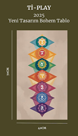 BOHEM TABLO ÇAKRA, MANEVİ, CANLI RENKLER BOHEM DUVAR SANATI ÇERÇEVESİZ TABLO