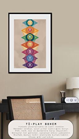 BOHEM TABLO ÇAKRA, MANEVİ, CANLI RENKLER BOHEM DUVAR SANATI ÇERÇEVESİZ TABLO
