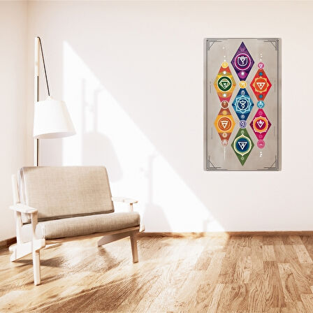 BOHEM TABLO ÇAKRA, MANEVİ, CANLI RENKLER BOHEM DUVAR SANATI ÇERÇEVESİZ TABLO