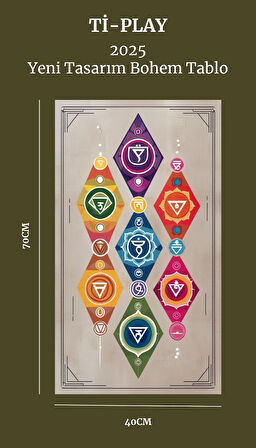 BOHEM TABLO ÇAKRA, MANEVİ, CANLI RENKLER BOHEM DUVAR SANATI ÇERÇEVESİZ TABLO