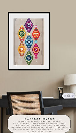BOHEM TABLO ÇAKRA, MANEVİ, CANLI RENKLER BOHEM DUVAR SANATI ÇERÇEVESİZ TABLO