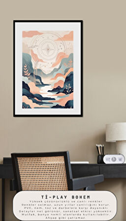 BOHEM TABLO RÜYA MANZARASI MANEVİ, SOLUK RENKLER BOHEM DUVAR SANATI ÇERÇEVESİZ TABLO