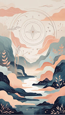 BOHEM TABLO RÜYA MANZARASI MANEVİ, SOLUK RENKLER BOHEM DUVAR SANATI ÇERÇEVESİZ TABLO