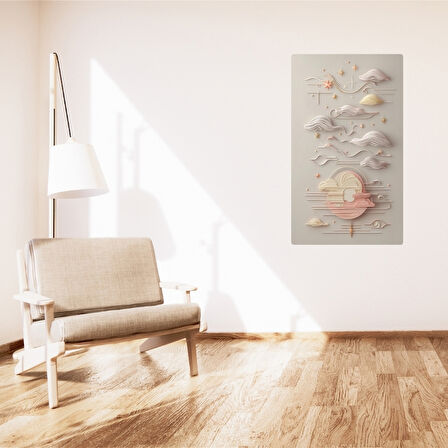 BOHEM TABLO RÜYA MANZARASI MANEVİ, SOLUK RENKLER BOHEM DUVAR SANATI ÇERÇEVESİZ TABLO