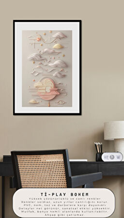 BOHEM TABLO RÜYA MANZARASI MANEVİ, SOLUK RENKLER BOHEM DUVAR SANATI ÇERÇEVESİZ TABLO