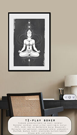 BOHEM TABLO MEDİTASYON ENERJİSİ SPİRİTÜEL TEK RENKLİ VİNTAGE BOHEM DUVAR SANATI ÇERÇEVESİZ TABLO