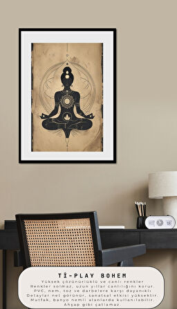 BOHEM TABLO MEDİTASYON ENERJİSİ SPİRİTÜEL TEK RENKLİ VİNTAGE BOHEM DUVAR SANATI ÇERÇEVESİZ TABLO