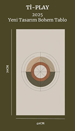 BOHEM TABLO DAİRESEL SİMETRİ GEOMETRİK, TOPRAK TONLARINDA, BOHEM DUVAR SANATI ÇERÇEVESİZ TABLO