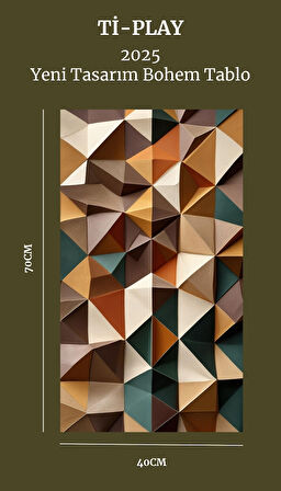 BOHEM TABLO ÇOKGEN DESENLİ TOPRAK TONLARINDA RENKLER BOHEM DUVAR SANATI ÇERÇEVESİZ TABLO