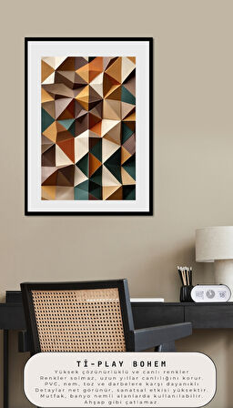 BOHEM TABLO ÇOKGEN DESENLİ TOPRAK TONLARINDA RENKLER BOHEM DUVAR SANATI ÇERÇEVESİZ TABLO