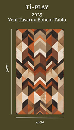 BOHEM TABLO ÇOKGEN DESENLİ TOPRAK TONLARINDA RENKLER BOHEM DUVAR SANATI ÇERÇEVESİZ TABLO