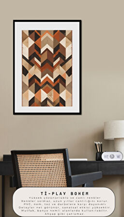 BOHEM TABLO ÇOKGEN DESENLİ TOPRAK TONLARINDA RENKLER BOHEM DUVAR SANATI ÇERÇEVESİZ TABLO
