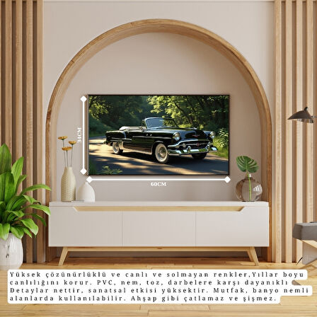 OTOMOBİL TEMALI KLASİK ÇERÇEVESİZ PVC TABLO 60X34 CM
