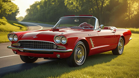 OTOMOBİL TEMALI KIRMIZI KLASİK ÇERÇEVESİZ PVC TABLO 60X34 CM