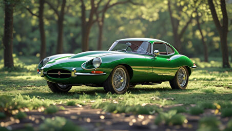 OTOMOBİL TEMALI ORMANLIK ALANDA KLASİK ÇERÇEVESİZ PVC TABLO 60X34 CM