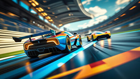 OTOMOBİL TEMALI BÜYÜK YARIŞ KLASİK ÇERÇEVESİZ TABLO 60X34 CM