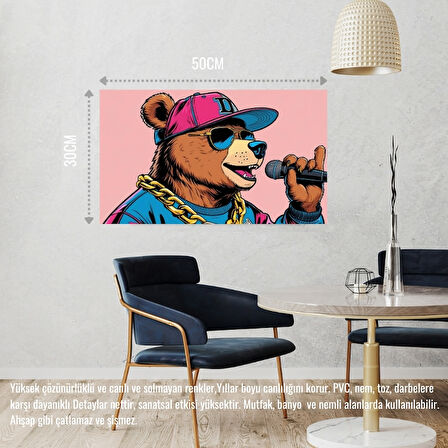 RAPÇİ AYI 01 ÇERÇEVESİZ 50X30 CM PVC TABLO