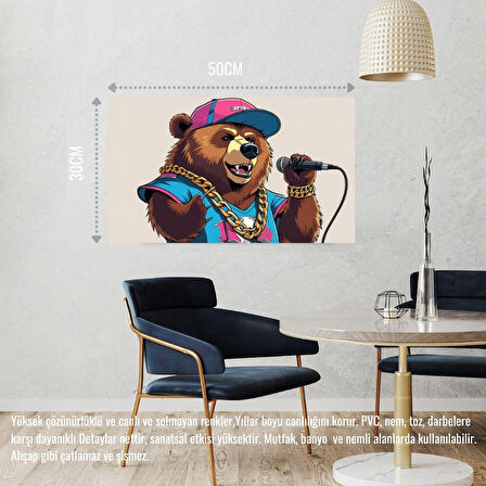 RAPÇİ AYI 03 ÇERÇEVESİZ 50X30 CM PVC TABLO