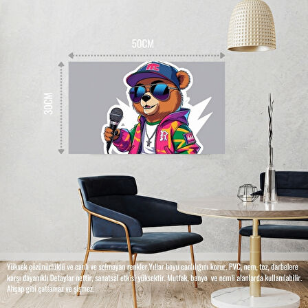 RAPÇİ AYI 04 ÇERÇEVESİZ 50X30 CM PVC TABLO