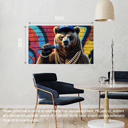 RAPÇİ AYI 06 ÇERÇEVESİZ 50X30 CM PVC TABLO