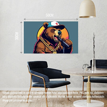 RAPÇİ AYI 07 ÇERÇEVESİZ 50X30 CM PVC TABLO