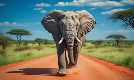 VAHŞİ DOĞADA KOŞAN FİL 04 ÇERÇEVESİZ 50X30 CM PVC TABLO