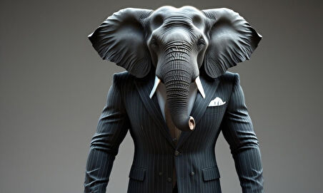 TAKIM ELBİSELİ FİL MUHAFIZ GÖREVİNDE 01 ÇERÇEVESİZ 50X30 CM PVC TABLO