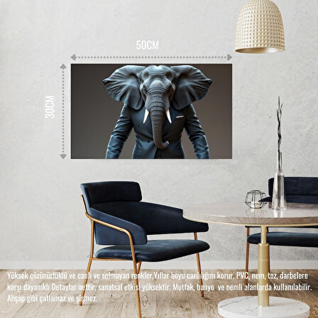 TAKIM ELBİSELİ FİL MUHAFIZ GÖREVİNDE 04 ÇERÇEVESİZ 50X30 CM PVC TABLO