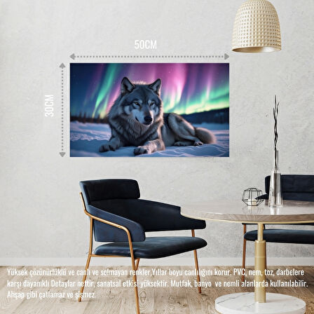 KURT KUZEY IŞIKLARI ALTINDA HUZUR İÇİNDE DİNLENİYOR 01 ÇERÇEVESİZ 50X30 CM PVC TABLO