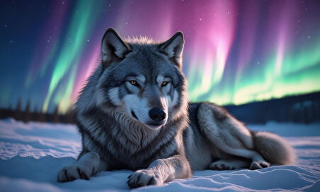 KURT KUZEY IŞIKLARI ALTINDA HUZUR İÇİNDE DİNLENİYOR 01 ÇERÇEVESİZ 50X30 CM PVC TABLO