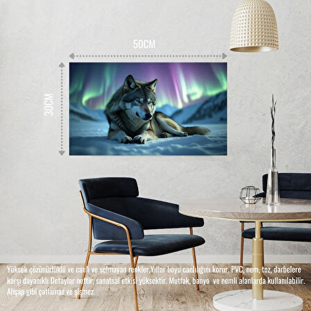 KURT KUZEY IŞIKLARI ALTINDA HUZUR İÇİNDE DİNLENİYOR 03 ÇERÇEVESİZ 50X30 CM PVC TABLO