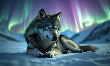 KURT KUZEY IŞIKLARI ALTINDA HUZUR İÇİNDE DİNLENİYOR 03 ÇERÇEVESİZ 50X30 CM PVC TABLO