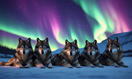 KURT KUZEY IŞIKLARI ALTINDA HUZUR İÇİNDE DİNLENİYOR 07 ÇERÇEVESİZ 50X30 CM PVC TABLO