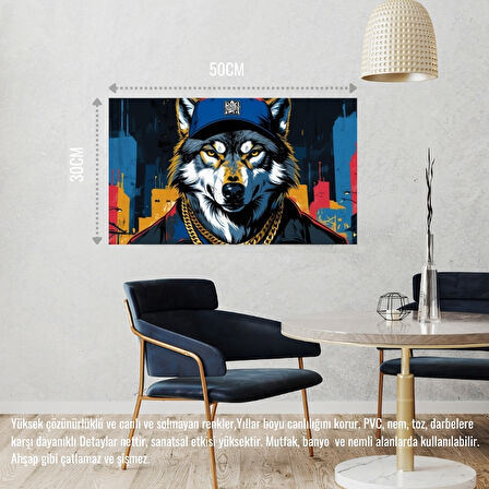 RAPÇİ KURT 03 ÇERÇEVESİZ 50X30 CM PVC TABLO