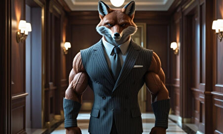 TİLKİ MUHAFIZ GÖREVİNDE 02 ÇERÇEVESİZ 50X30 CM PVC TABLO