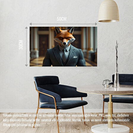 TİLKİ MUHAFIZ GÖREVİNDE 03 ÇERÇEVESİZ 50X30 CM PVC TABLO