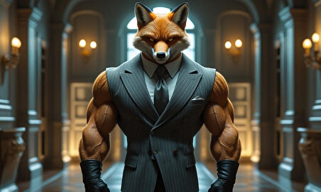 TİLKİ MUHAFIZ GÖREVİNDE 04 ÇERÇEVESİZ 50X30 CM PVC TABLO