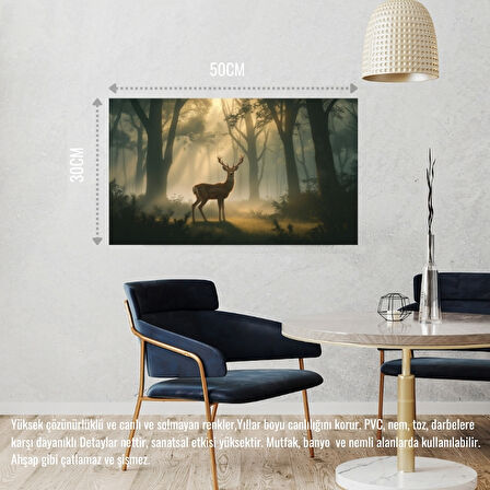 GEYİK SİSLİ ORMANDA HUZURLU ATMOSFER 01 ÇERÇEVESİZ 50X30 CM PVC TABLO