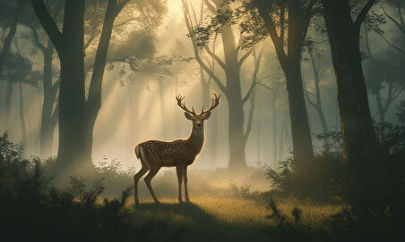 GEYİK SİSLİ ORMANDA HUZURLU ATMOSFER 01 ÇERÇEVESİZ 50X30 CM PVC TABLO