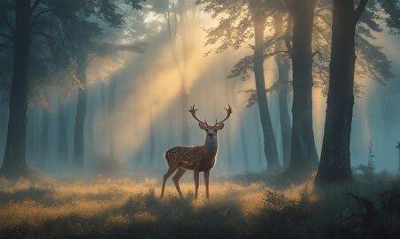 GEYİK SİSLİ ORMANDA HUZURLU ATMOSFER 05 ÇERÇEVESİZ 50X30 CM PVC TABLO