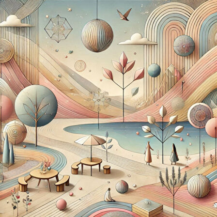 İSKANDİNAV SOYUT TABLO SET ÇERÇEVESİZ 50X50CM PVC TABLO 4'LÜ SET 004 (Her bir tablo 50X50CM Büyüklüğündedir.)