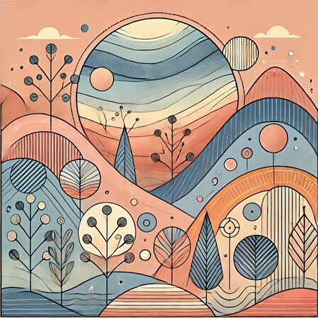 İSKANDİNAV SOYUT TABLO SET ÇERÇEVESİZ 50X50CM PVC TABLO 4'LÜ SET 004 (Her bir tablo 50X50CM Büyüklüğündedir.)