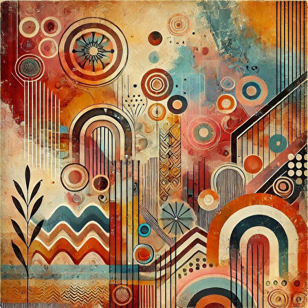 İSKANDİNAV SOYUT TABLO SET ÇERÇEVESİZ 50X50CM PVC TABLO 4'LÜ SET 023 (Her bir tablo 50X50CM Büyüklüğündedir.)